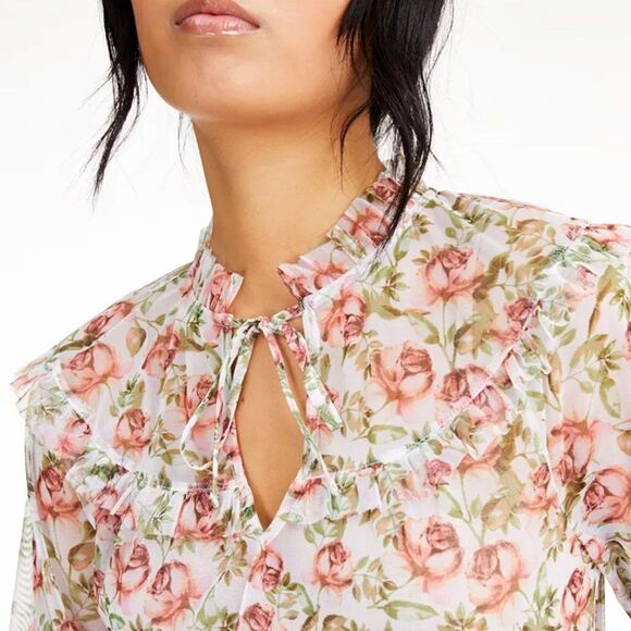 NEW! INC Floral Printed Peasant Blouse size Large - Picture 3 of 14